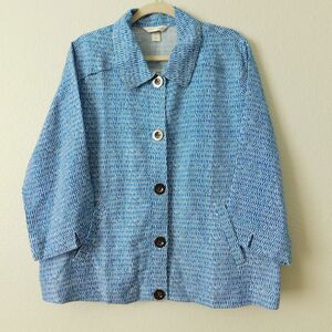Women’s XL Christopher & Banks Button Up Fashion Jacket Blazer NWT Blue White